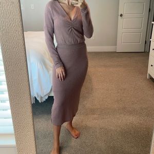 Anthropologie Purple Midi Bodycon dress size xs